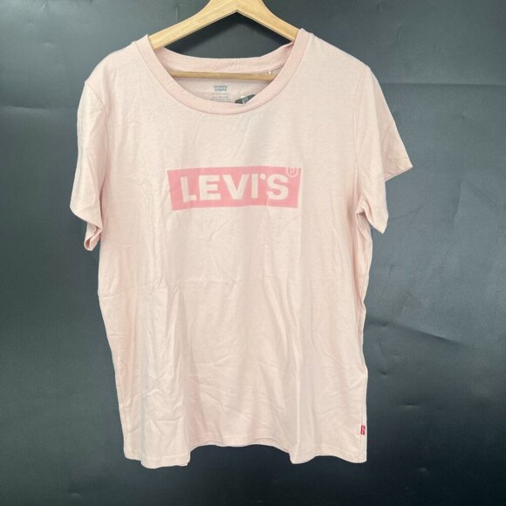 NEW Levi's Fuzzy logo T-shirt pale pink 100% cotton top athletic casual 1X plus